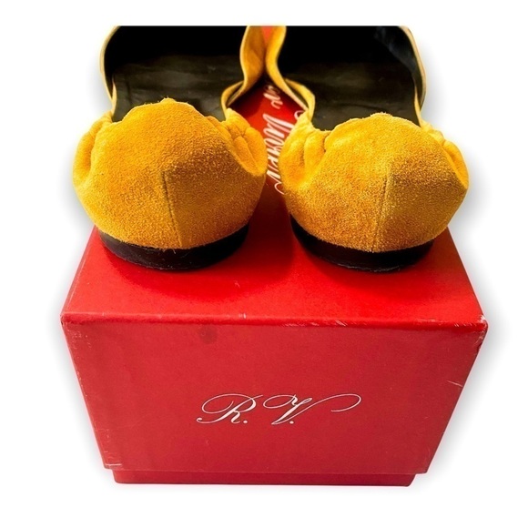 Roger Vivier Mustard Suede Leather D'Orsay Pointed Toe Flats size 38.5 EU - Picture 5 of 12